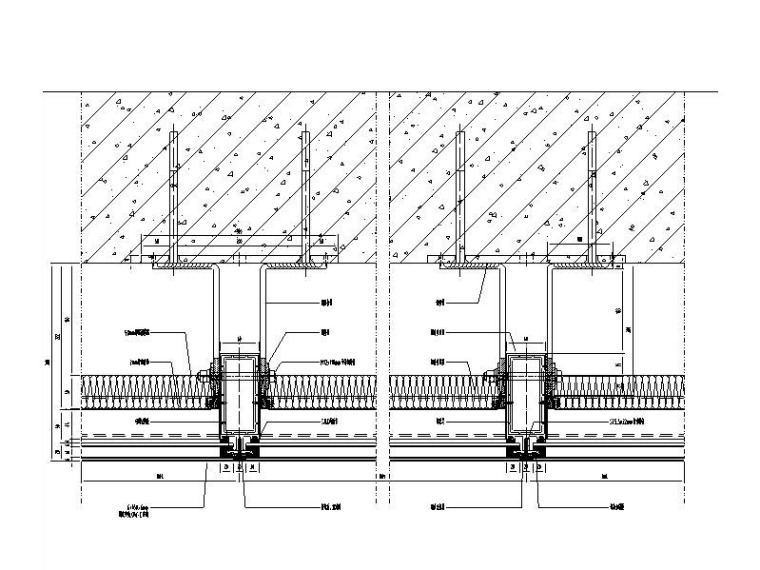 框架式幕墙系统标准图CAD-框架玻璃系统节点图
