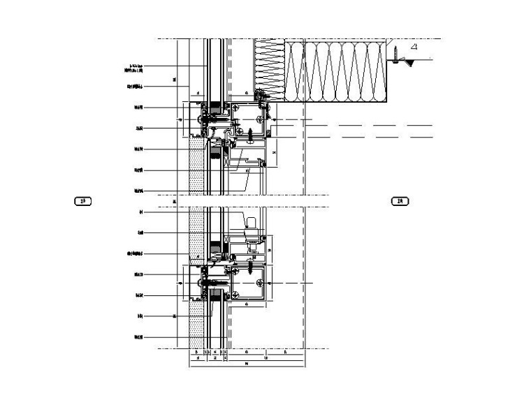 框架式幕墙系统标准图CAD-框架玻璃系统节点图2