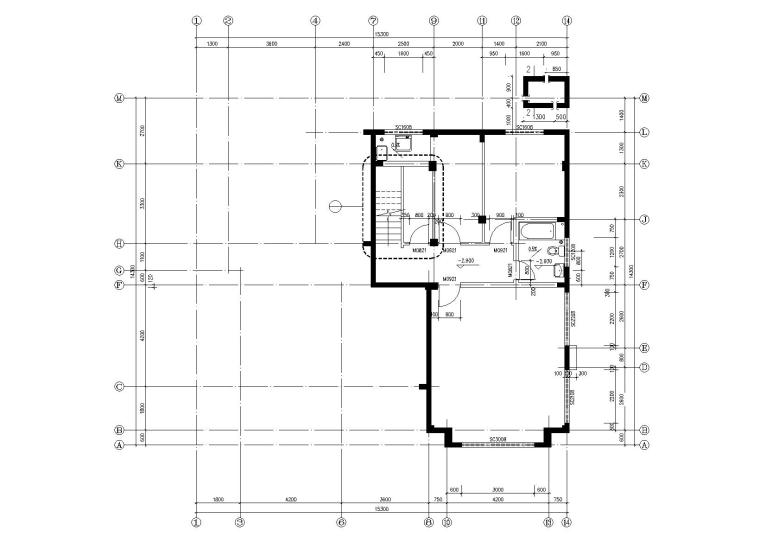 独院式框架结构别墅建筑施工图_附结施-独院式框架结构别墅建筑施工图 地下室平面