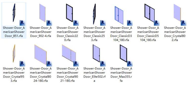 BIM建筑族下载资料下载-BIM族库-建筑-门窗-美版淋浴门