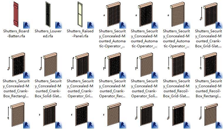 BIM建筑族下载资料下载-BIM族库-建筑-门窗-外部百叶窗