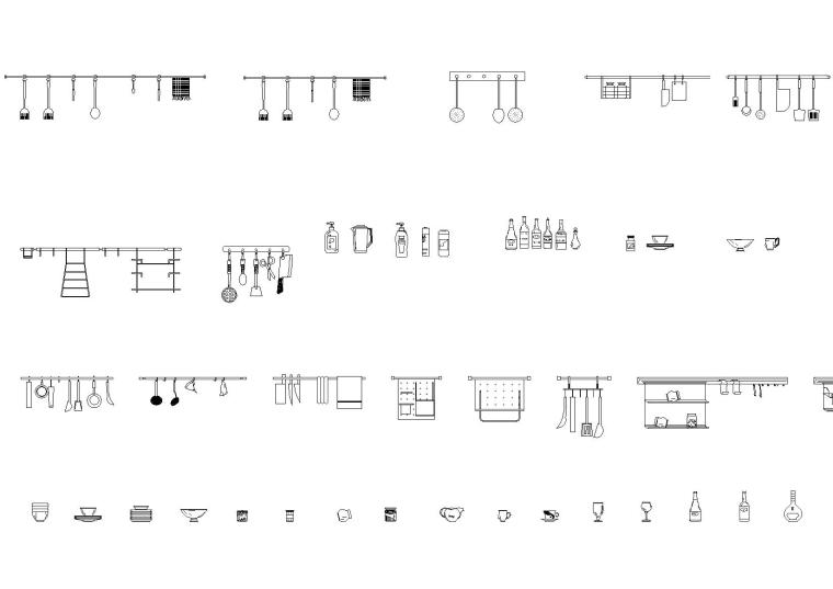 cad厨房块图资料下载-家电厨房用品图块（厨房，专业橱柜，电器）