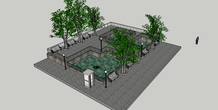 su室外休息区模型资料下载-现代小型公园休息区su模型