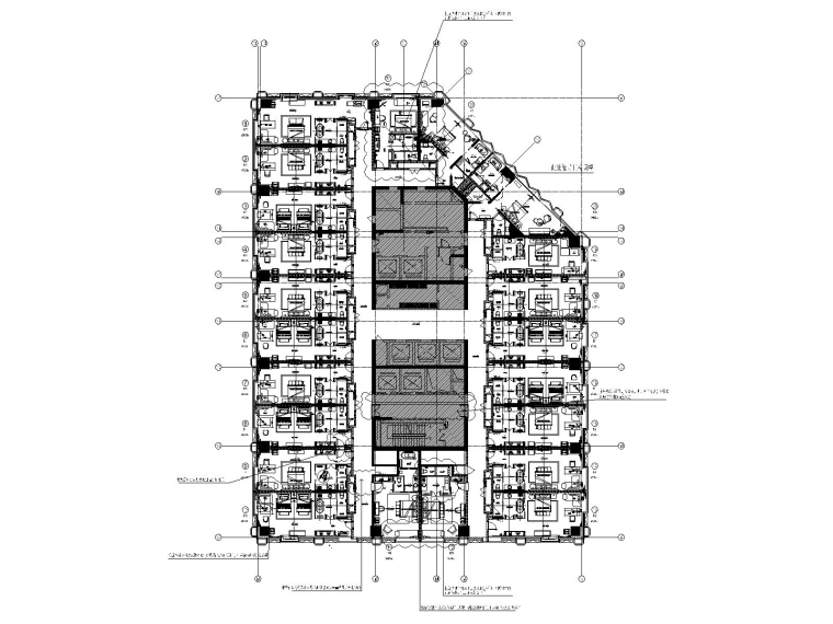 [成都]五星商务希尔顿酒店施工图+官方摄影-24层客房总平面图