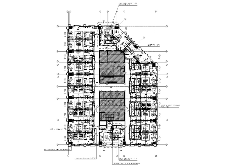 [成都]五星商务希尔顿酒店施工图+官方摄影-25~26层客房总平面图