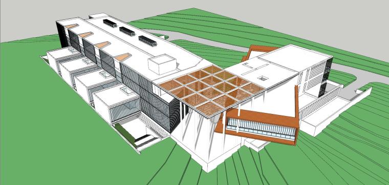 图书馆建筑方案su资料下载-现代风格科技产业园图书馆建筑模型