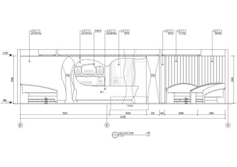 400平米的时尚情趣酒吧装饰施工图+效果图-一层E6立面图