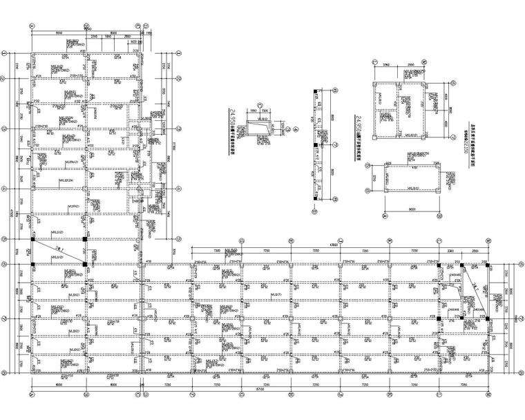 某L型平面办公楼混凝土结构施工图（CAD）-梁平面整体配筋平面图