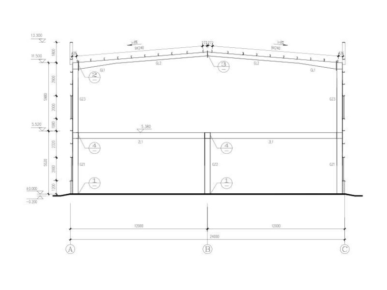 夹层钢结构设计图纸资料下载-带夹层门式刚架厂房结构施工图2015