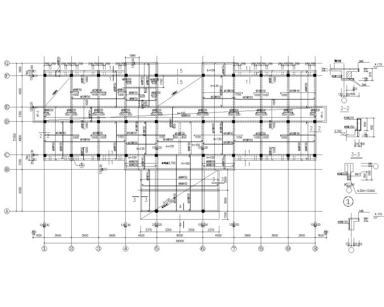 4层办公楼结构平面施工图资料下载-某四层办公楼混凝土结构施工图（CAD）