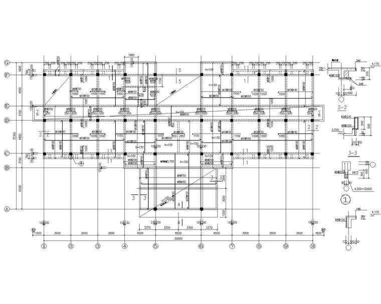 12层cad图资料下载-某四层办公楼混凝土结构施工图（CAD）