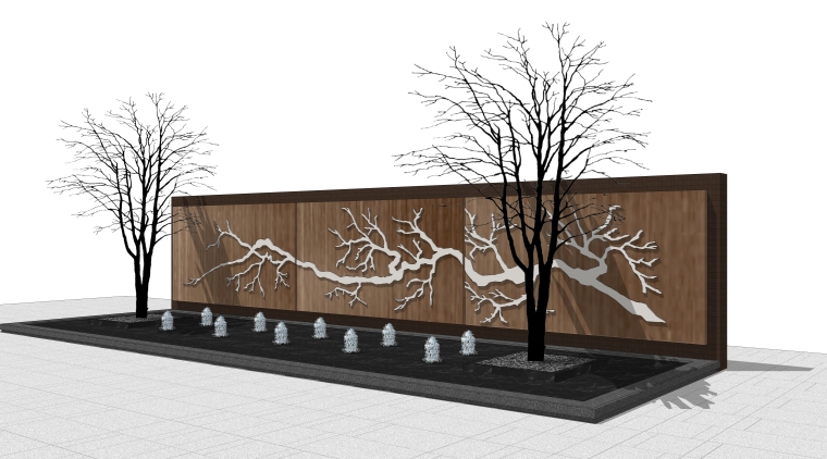中式仿古园林景墙模型资料下载-48个山水景墙山石片岩SU模型（3）