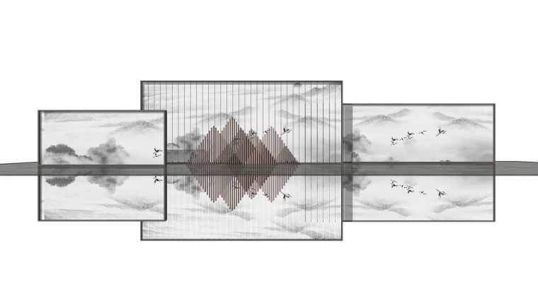 中式仿古园林景墙模型资料下载-48个山水景墙山石片岩SU模型（1）