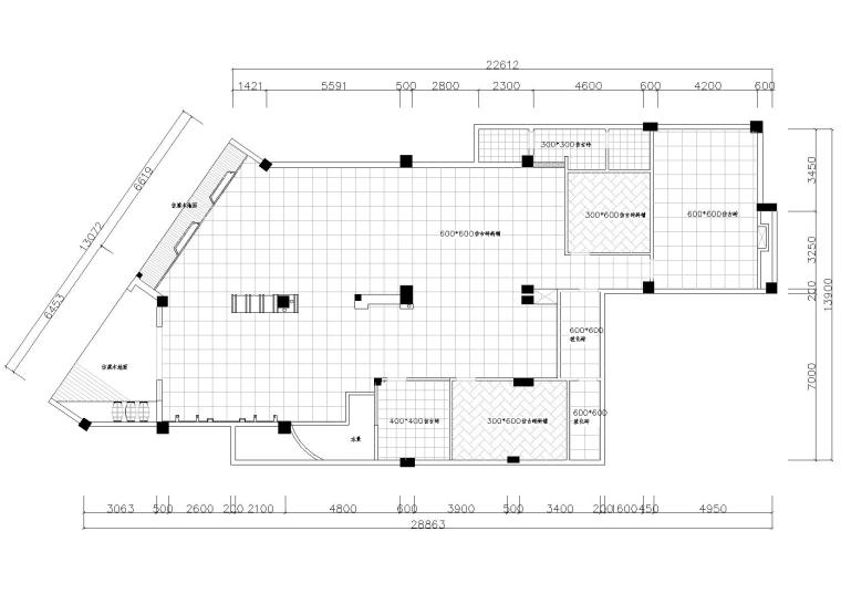 [福建]新罗区布兰奇酒庄装修设计项目施工图-一层地面铺装图