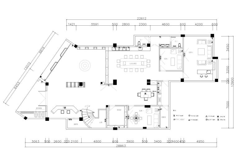 [福建]新罗区布兰奇酒庄装修设计项目施工图-一层强电布置图