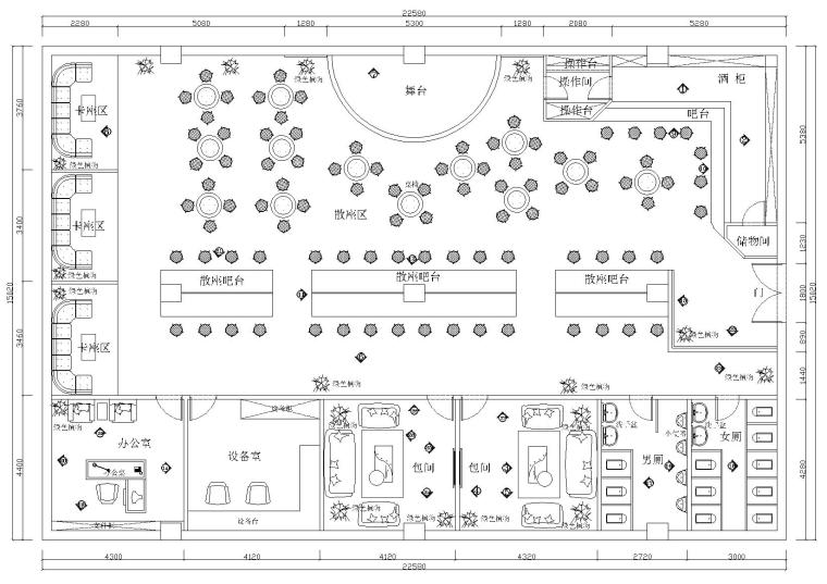 室内装饰dwg资料下载-蓝影摇曳酒吧室内装饰空间设计项目施工图