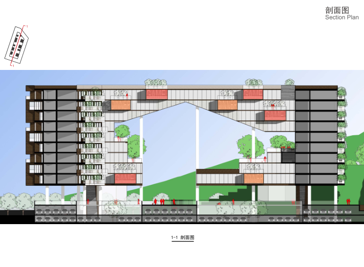 [广东]深圳某养老用地住宅项目概念方案文本-1-1剖面图