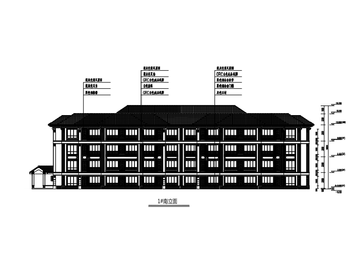 [湖北]宜昌葛洲坝养老院项目建筑方案文本-1#南立面