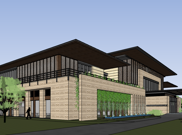 泰禾国宾府示范区售楼处建筑su模型3