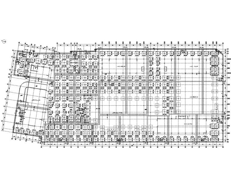 某大型车库建筑结构全套施工图（CAD）-基础平面布置图