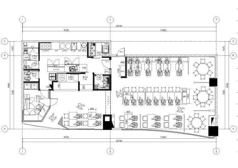 室内施工平面图效果图资料下载-[苏州]一城半点餐饮空间室内施工图+效果图