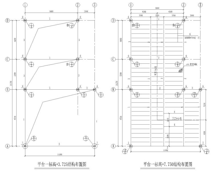 钢结构平台cad图纸下载资料下载-某钢结构平台含详细节点施工图（CAD）