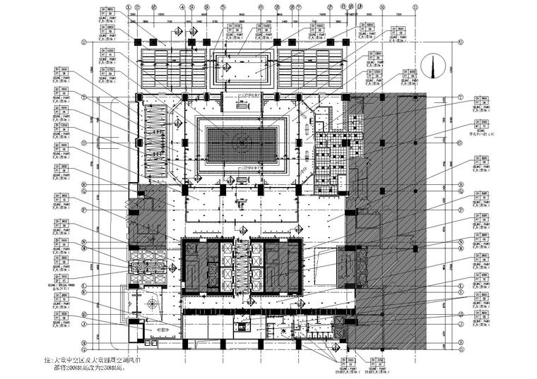 [广东]希尔顿商务酒店设计施工图+效果图-一层天花布置图