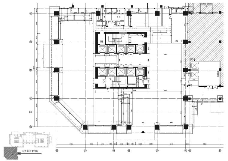 [四川]成都维尔酒店设计方案施工图+效果图-一层总间隔图