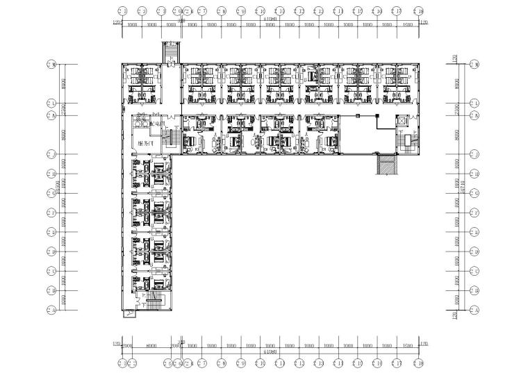 [山东]青岛德馨温泉酒店项目施工图+效果图-2号楼二层平面布置图