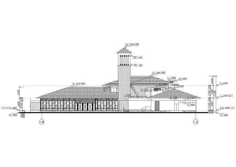 [山东]青岛德馨温泉酒店项目施工图+效果图-建筑外立面1#楼立面图2