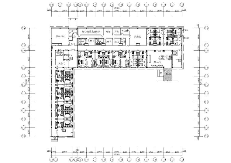 [山东]青岛德馨温泉酒店项目施工图+效果图-2号楼一层平面布置图