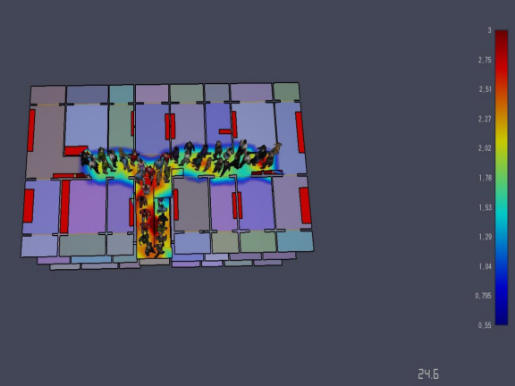 基于BIM的装配式混凝土建筑施工安全管理-24.6S 疏散时刻的人员密度图
