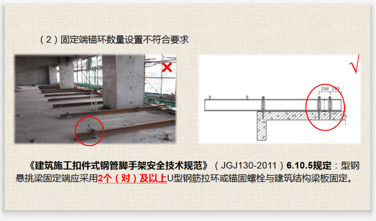 施工现场常见安全隐患及违规违章行为检查-悬挑梁固定