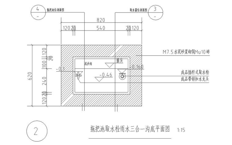 园林给排水标准构造图集|三合一雨水口详图