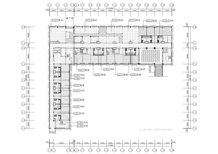 [山东]青岛德馨温泉酒店项目施工图+效果图-2号楼一层地面铺装图