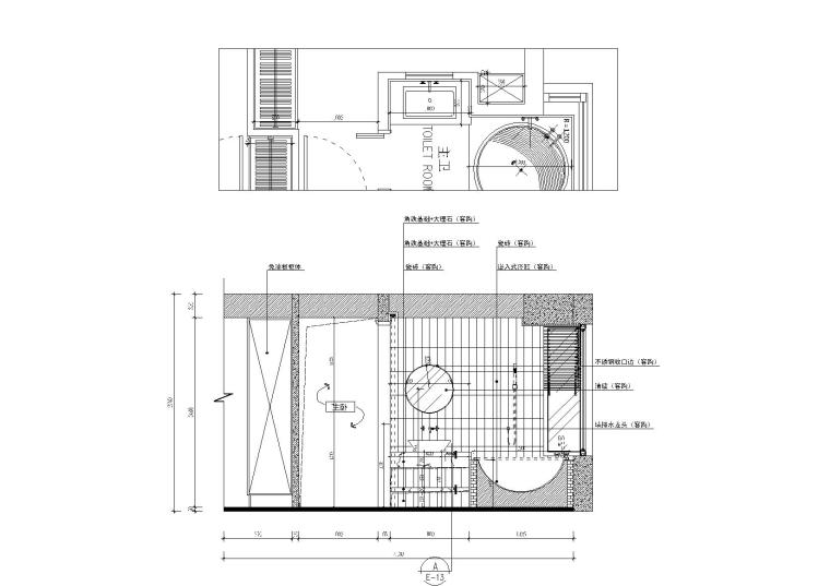 现代轻奢风格样板间室内装修施工图+效果图-现代轻奢风格样板间室内装修施工图主卫立面图