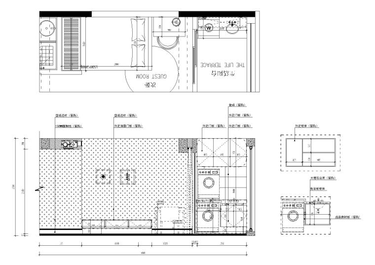 现代轻奢风格样板间室内装修施工图+效果图-现代轻奢风格样板间室内装修施工图次卧阳台立面图