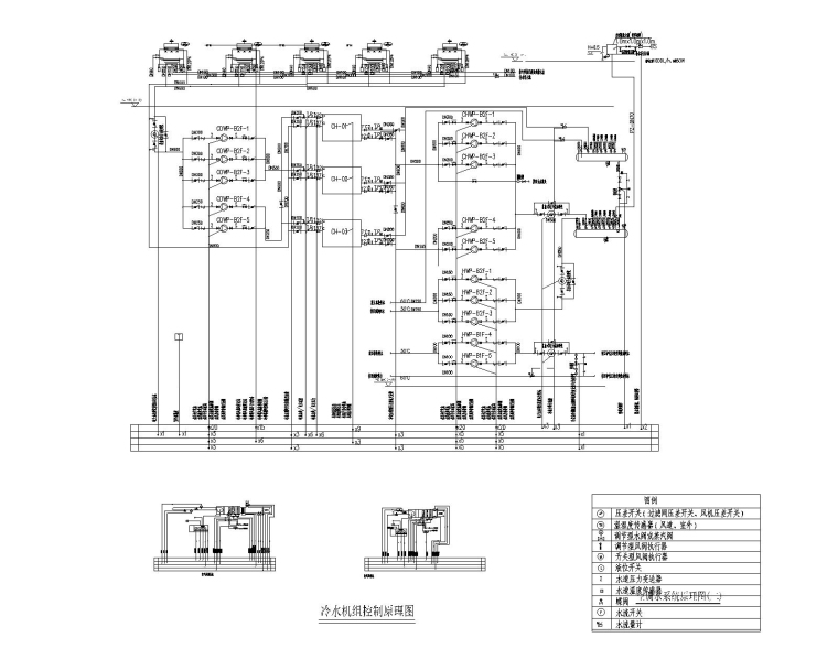 万州妇幼保健院通风空调工程施工图-冷水机组控制原理图