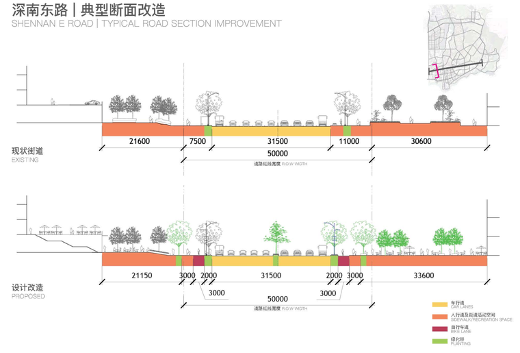 [广东]三横四纵道路沿线视觉一体化景观方案-典型断面改造