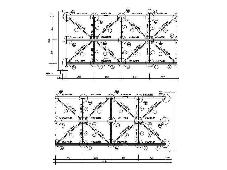 钢桁架节点详图CAD-24m钢桁架抬口梁详图