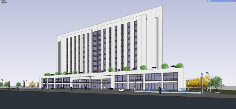 湖北现代风格总部办公基地资料下载-现代风格产业基地办公楼建筑模型设计