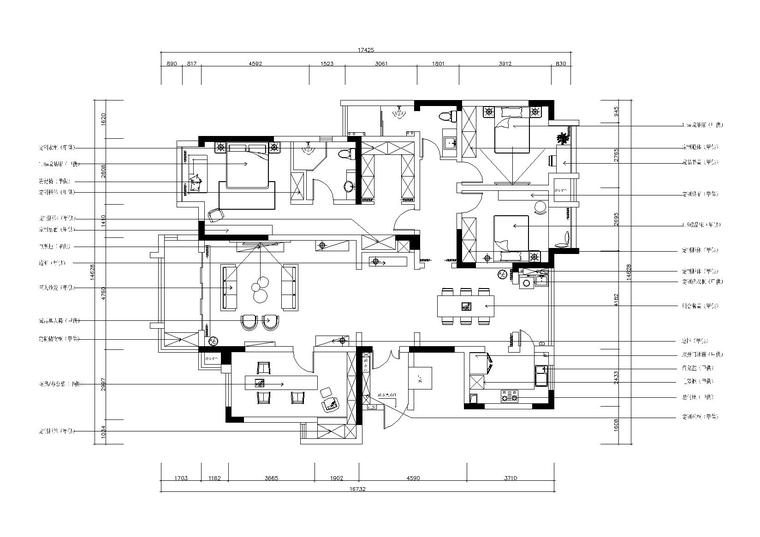 门厅大堂效果图资料下载-依山郡法式风格三居室样板间施工图+效果图