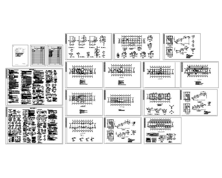 某二层坡屋面宾馆混凝土结构施工图（CAD）-图纸总缩略图