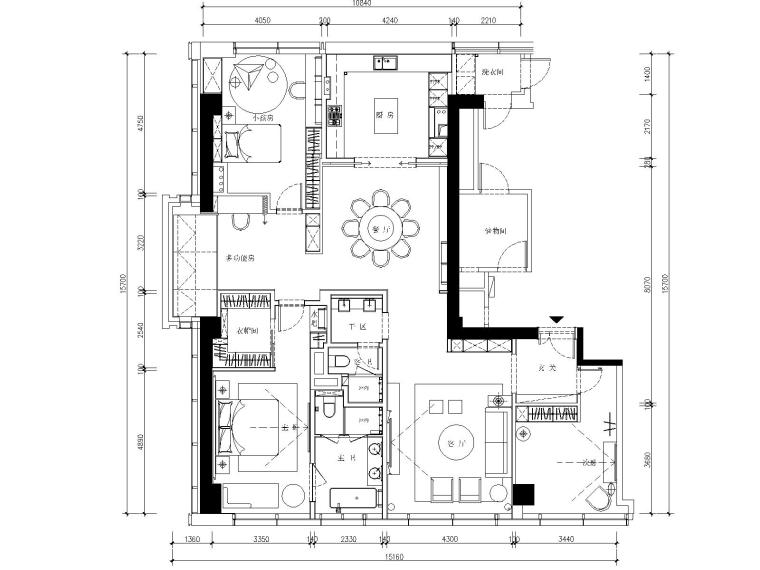 装修模型图资料下载-高德置地现代风格三居室住宅装修施工图