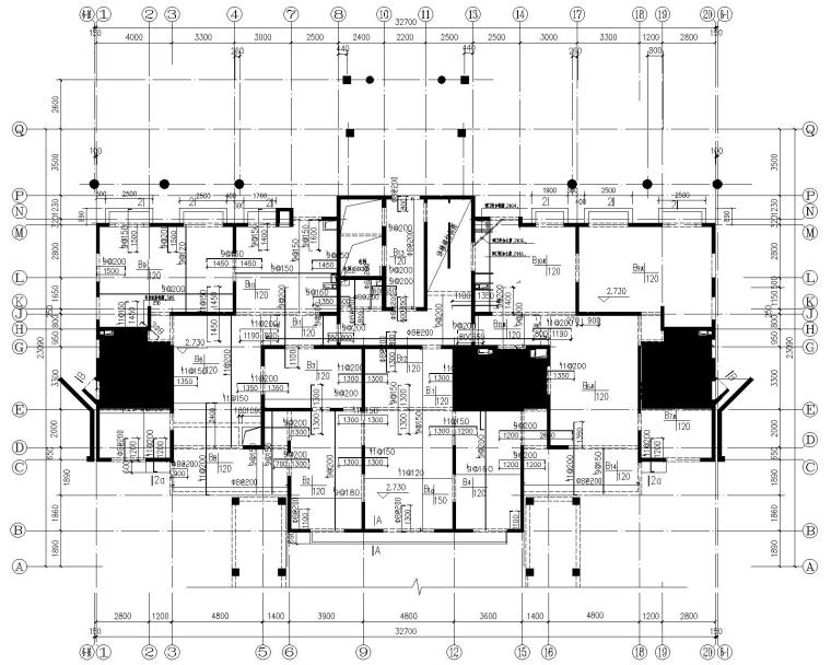 17层住宅户型cad资料下载-某17层高层住宅剪力墙结构施工图（CAD）