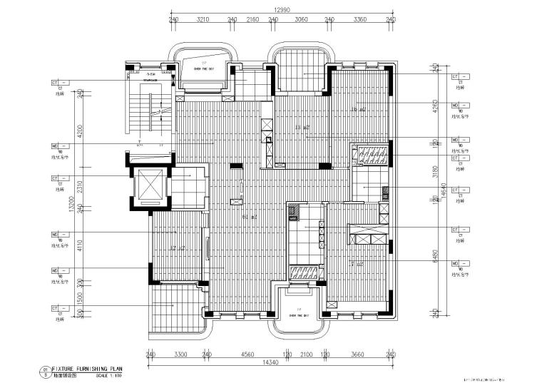 极简对白三居室住宅室内施工图+实景+3D模型-极简对白地面铺装图