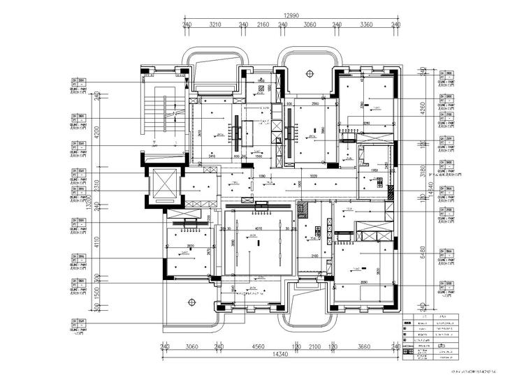 极简对白三居室住宅室内施工图+实景+3D模型-极简对白吊顶放样尺寸图