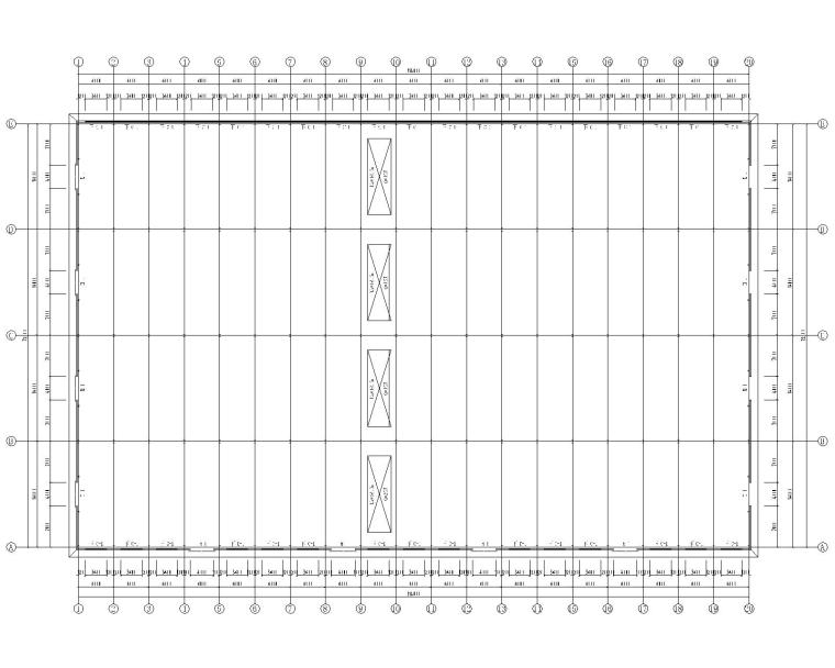 简支梁钢栈桥cad施工图资料下载-72米四跨钢结构厂房结构施工图（CAD）