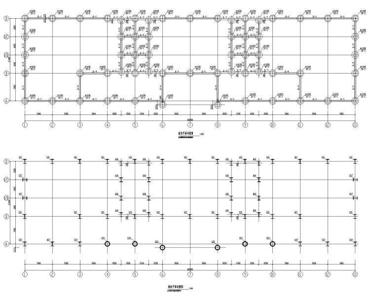 某汽车城展厅网架结构施工图（CAD）-钢柱平面布置图