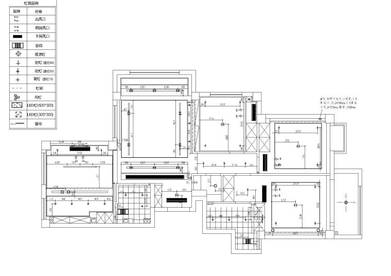 [浙江]-温州益品居3室2厅2卫1厨1阳施工图-温州 益品居灯具定位图